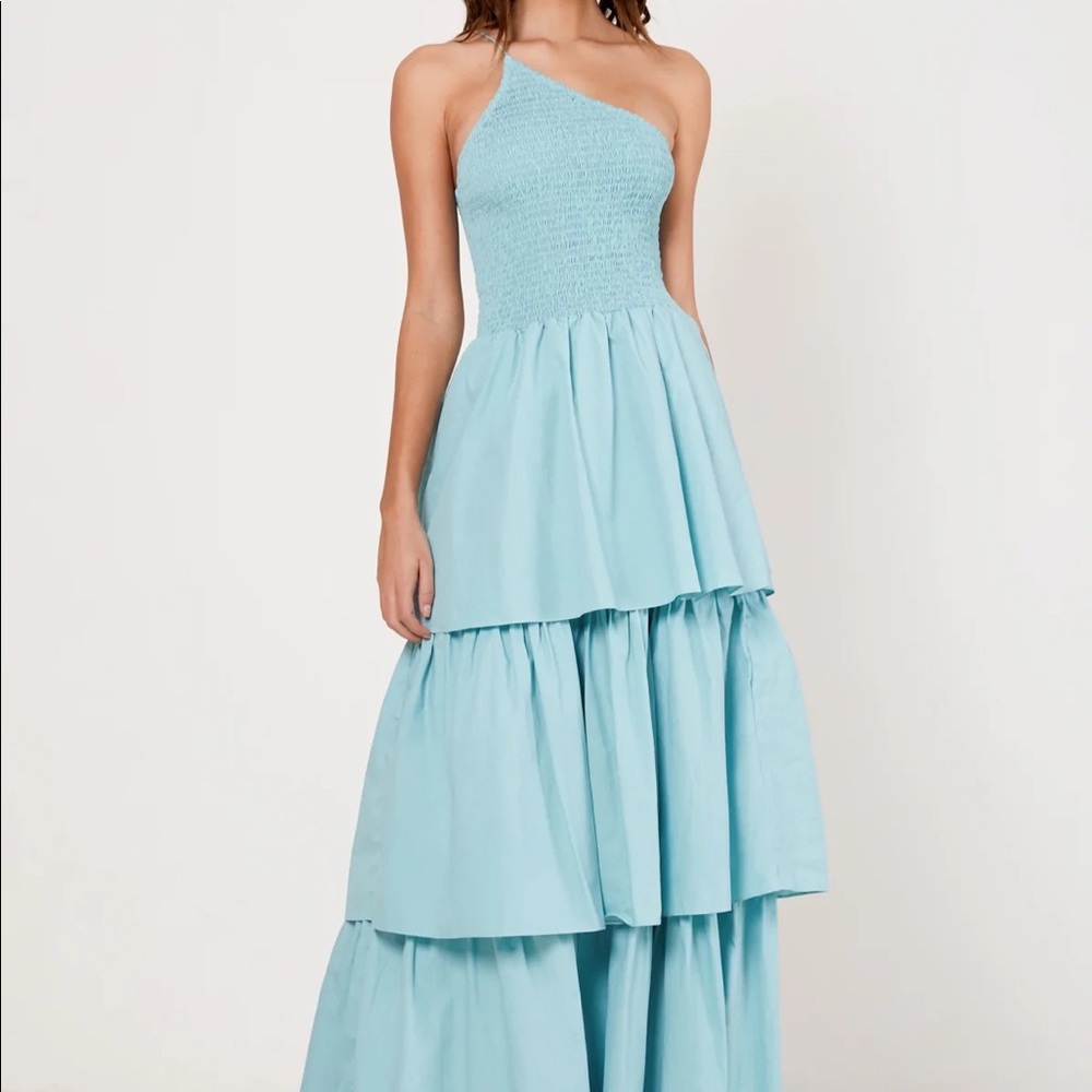SWF WORN ONCE one shoulder layered maxi dress BLUE size XS